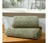 OHS 2 Pack Leaf Jacquard Bath Towel Cotton Bathroom Absorbent Quick Drying Cloth in Green OHS Green