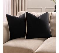 OHS 2 Pack Matte Velvet Piped Cushion Covers Home Decor Set in Black | Size: 45 cm x 45 cm OHS Black 45 cm x 45 cm