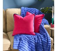 Ohs 2 Pack Matte Velvet Piped Cushion Covers Home Decor Set - Pink/blue