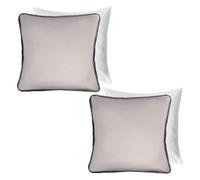 OHS 2 Pack Matte Velvet Piped Filled Cushion Covers, Grey - 45 X 45Cm