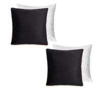 OHS 2 Pack Matte Velvet Piped Filled Cushion Covers Home Decor Set in Black | Size: 45 cm x 45 cm OHS Black 45 cm x 45 cm