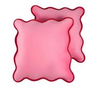 OHS 2 Pack Matte Velvet Scallop Edge Cushion Cover, Pink/red - 45 X 45Cm