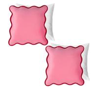 OHS 2 Pack Matte Velvet Scallop Edge Filled Cushion Cover, Pink/red - 45 X 45Cm