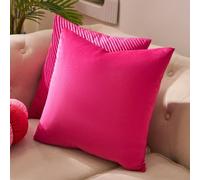 Sienna Bright Pink Cushion Covers 45 x 45cm, Super Soft Matte Velvet Decorative Square Pillow Covers with Invisible Zipper for Sofa Living Room Bedroom 2 Pack