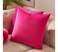 OHS 2 Pack Matte Velvet Super Soft Cushion Covers Square Pillowcases in Bright Pink | Size: 45 cm x 45 cm OHS Bright Pink 45 cm x 45 cm