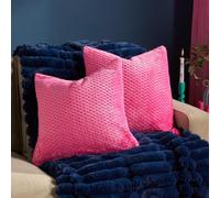 Ohs 2 Pack Of Waffle Fleece Square Cushion Covers - Hot Pink