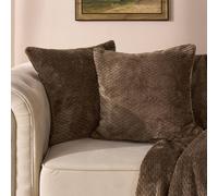 OHS 2 Pack of Waffle Fleece Square Cushion Covers in Chocolate | Size: 45 cm x 45 cm OHS Chocolate 45 cm x 45 cm