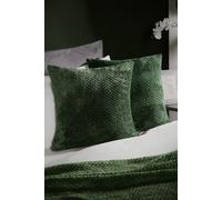 OHS 2 Pack of Waffle Fleece Square Cushion Covers in Dark Green | Size: 45 cm x 45 cm OHS Dark Green 45 cm x 45 cm