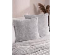 OHS 2 Pack of Waffle Fleece Square Cushion Covers in Light Grey | Size: 45 cm x 45 cm OHS Light Grey 45 cm x 45 cm