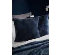 OHS 2 Pack of Waffle Fleece Square Cushion Covers in Navy | Size: 45 cm x 45 cm OHS Navy 45 cm x 45 cm