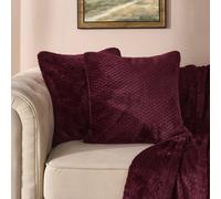 OHS 2 Pack of Waffle Fleece Square Cushion Covers in Wine | Size: 45 cm x 45 cm OHS Wine 45 cm x 45 cm