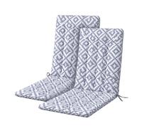 OHS 2 Pack Outdoor Seat Pads, Grey Geometric Seat Pads Water Resistant High Back Seat Cushions with Ties for Garden Bistro Chairs Sun Loungers Indoor Outdoor Cushions, 47 x 105 x 3cm