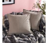 OHS 2 Pack Ribbed Oxford Edge Corduroy Cushion Covers Square Pillowcases, Grey