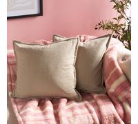 OHS 2 Pack Ribbed Oxford Edge Corduroy Cushion Covers Square Pillowcases in Natural | Size: 45 cm x 45 cm OHS Natural 45 cm x 45 cm