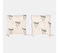 OHS 2 Pack Seat Pads for Dining Chairs Bow Print Chair Cushions Soft Comfortable Outdoor Cushions with Ties for Garden Living Room Kitchen Office Dining Chair Seat Pads, Monochrome - 40 x 40cm