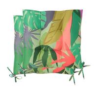 OHS 2 Pack Seat Pads for Dining Chairs, Palm Print Chair Cushions Soft Comfortable Outdoor Cushions with Ties for Garden Living Room Kitchen Office Dining Chair Seat Pads, Green - 40 x 40cm
