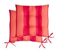 OHS 2 Pack Seat Pads for Dining Chairs, Stripe Chair Cushions Soft Comfy Outdoor Cushions with Ties for Garden Furniture Bistro Chairs Kitchen Dining Chair Seat Pads, Orange/Pink - 40 x 40cm