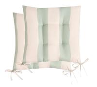 OHS 2 Pack Seat Pads for Dining Chairs, Stripe Chair Cushions Soft Comfy Outdoor Cushions with Ties for Garden Furniture Bistro Chairs Kitchen Dining Chair Seat Pads, Sage/Cream - 40 x 40cm