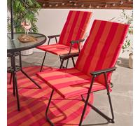 OHS 2 Pack Seat Pads for Dining Chairs, Stripe Seat Pads Water Resistant High Back Seat Cushions with Ties for Garden Bistro Chairs Sun Loungers Indoor Outdoor Cushions, Orange/Pink - 47 x 105 x 3cm