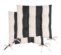 OHS 2 Pack Seat Pads Garden Chair Cushions Stripe, Soft Comfy Indoor Outdoor Seat Cushions with Ties for Garden Furniture Bistro Chairs Kitchen Dining Chair Cushions, Monochrome - 40 x 40cm