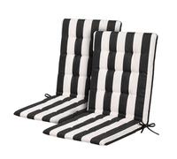 OHS 2 Pack Seat Pads Garden Chair Cushions, Stripe Water Resistant High Back Seat Cushions with Ties for Garden Bistro Chairs Sun Loungers Indoor Outdoor Cushions, Mono - 47 x 105 x 3cm