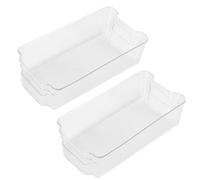 OHS 2 Pack Small Fridge Storage Tray Stackable Pull Out Organiser Clear Shelf Cupboard in White OHS White Small