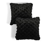 OHS 2 Pack Soft Jumbo Waffle Fur Decorative Square Cushion Covers, Black