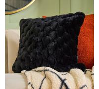 OHS 2 Pack Soft Jumbo Waffle Fur Decorative Square Cushion Covers in Black | Size: 45 cm x 45 cm OHS Black 45 cm x 45 cm