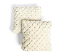 OHS 2 Pack Soft Jumbo Waffle Fur Decorative Square Cushion Covers, White