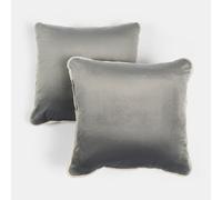 OHS 2 Pack Soft Matte Velvet Piped Edge Cushion Covers Square Pillowcases, Charcoal Grey