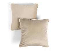 OHS 2 Pack Soft Matte Velvet Piped Edge Cushion Covers Square Pillowcases, Mink