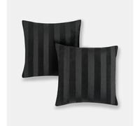 OHS 2 Pack Soft Stripe Velvet Decorative Square Cushion Covers, Black