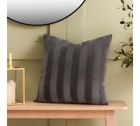 OHS 2 Pack Soft Stripe Velvet Decorative Square Cushion Covers in Charcoal | Size: 45 cm x 45 cm OHS Charcoal 45 cm x 45 cm