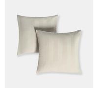OHS 2 Pack Soft Stripe Velvet Decorative Square Cushion Covers in Cream | Size: 45 cm x 45 cm OHS Cream 45 cm x 45 cm