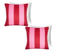 OHS 2 Pack Stripe Filled Cushion Covers Home Decor Set in Pink | Size: 45 cm x 45 cm OHS Pink 45 cm x 45 cm