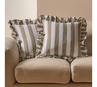 OHS 2 Pack Stripe Frill Cushion Cover, Sage - 45 X 45Cm