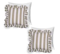 OHS 2 Pack Stripe Frill Filled Cushion Cover in Green | Size: 45 cm x 45 cm OHS Green 45 cm x 45 cm