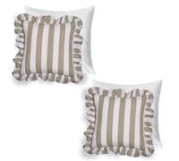 OHS 2 Pack Stripe Frill Filled Cushion Cover, Sage - 45 X 45Cm