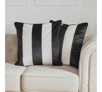 OHS 2 Pack Stripe Matte Velvet Cushion Covers in White | Size: 45 cm x 45 cm OHS White 45 cm x 45 cm