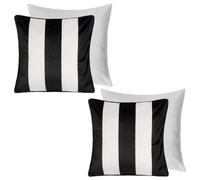 OHS 2 Pack Stripe Matte Velvet Filled Cushion Covers, Mono - 45 X 45Cm