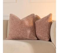OHS 2 Pack Teddy Marl Fleece Cushion Covers, Blush - 45 X 45Cm