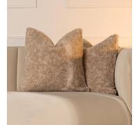 OHS 2 Pack Teddy Marl Soft Fleece Cushion Covers - 45 x 45cm in Natural | Size: 45 cm x 45 cm OHS Natural 45 cm x 45 cm