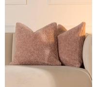 OHS 2 Pack Teddy Marl Soft Fleece Cushion Covers - 45 x 45cm in Pink | Size: 45 cm x 45 cm OHS Pink 45 cm x 45 cm