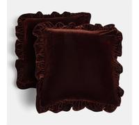 OHS 2 Pack Velvet Plush Cushion Covers 45x45cm Soft, Brown - 45 x 45cm | Pack of 2 Velvet Plush Cushion Covers in Brown, 45 x 45cm, Soft Touch with Concealed Zip