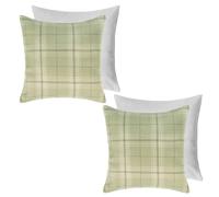 OHS 2 Pack Woven Check Filled Cushions Printed Soft in Light Green | Size: 45 cm x 45 cm OHS Light Green 45 cm x 45 cm
