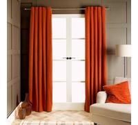 OHS 2 Panel Blackout Curtains Bedroom, Super Soft Boucle Fabric Thermal Insulated Eyelet Curtains for Living Room with Blackout Coating Back Layer, Rust - 90" x 90"