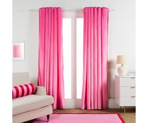 OHS 2 Panel Blackout Velvet Curtains for Bedroom, Thermal Insulated Curtains Piped Edge Eyelet Blackout Curtain for Living Room Window Treatment 66" x 90", Pink/Red