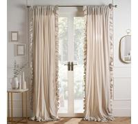 OHS 2 Panel Voile Curtains, Beige Net Curtain For Windows Frill Detail Sheer Light-Filtering Slot Top Voile Curtains For Living Room & Bedroom - 55 x 87