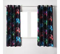 OHS 2 Panels Velvet Curtains Blackout, Gaming Print Glow In The Dark Kids Curtain Thermal Insulated Window Treatment Eyelet Curtains for Boys Bedroom Playroom 66" x 54", Multi