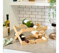 Ohs 2-Tier Bamboo Wine Rack Bottle Holder Freestanding Storage Shelf